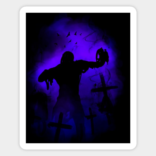 Graveyard Zombie Attack! Halloween Gift Magnet by Area31Studios